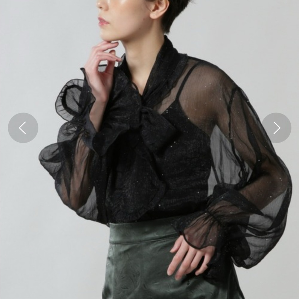 NWT Sister Jane Black Sheer Blouse with Bow Detail